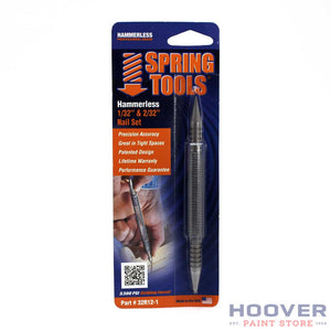 Spring Tools Hammerless Nail Set drives 1/32" and 2/32" nails. Available at Hoover Paint Store.