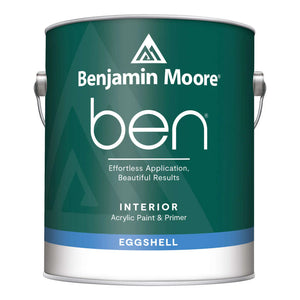 An effortless painting experience from start to finish – easy to apply, easy to touch up, easy to maintain. Benjamin Moore premium is more achievable than ever with Ben's smooth application, extended open time, exceptional touch-up, and scuff-resistance. And Ben delivers Benjamin Moore's stunning 3,500-plus colors with zero VOCs and low odor.